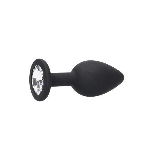 Ouch! Black & White Silicone Butt Plug With Removable Jewel Black - Image 4