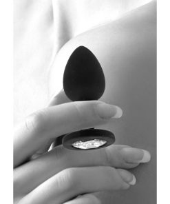 Ouch! Black & White Silicone Butt Plug With Removable Jewel Black