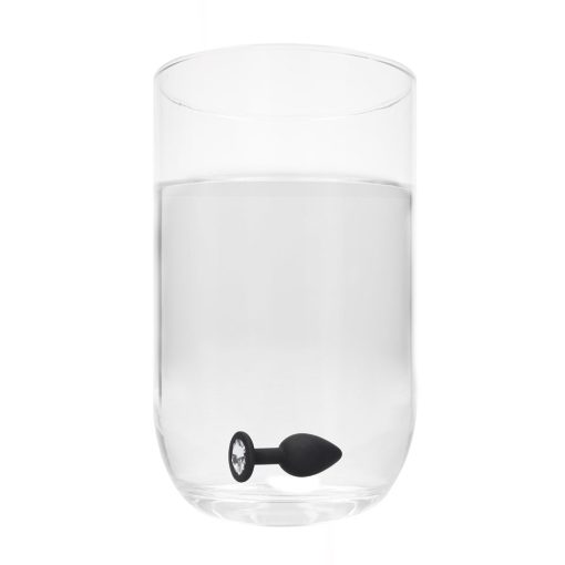 Ouch! Black & White Silicone Butt Plug With Removable Jewel Black - Image 6