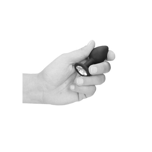 Ouch! Black & White Silicone Butt Plug With Removable Jewel Black - Image 7