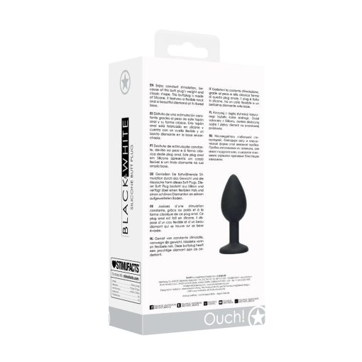 Ouch! Black & White Silicone Butt Plug With Removable Jewel Black - Image 8