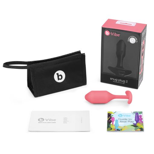 B-Vibe Snug Plug 2 Weighted Silicone Anal Plug Coral