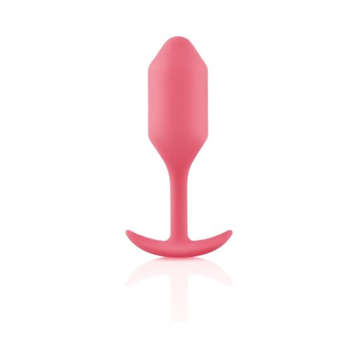 B-Vibe Snug Plug 2 Weighted Silicone Anal Plug Coral - Image 3