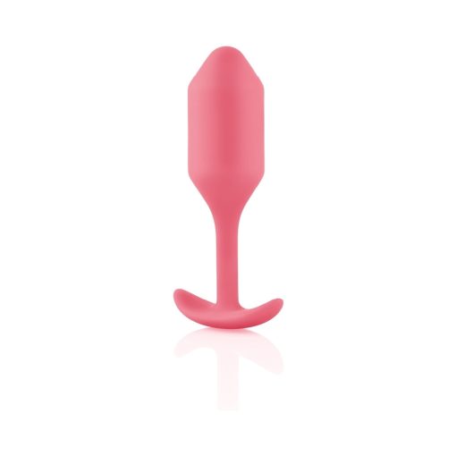 B-Vibe Snug Plug 2 Weighted Silicone Anal Plug Coral - Image 4