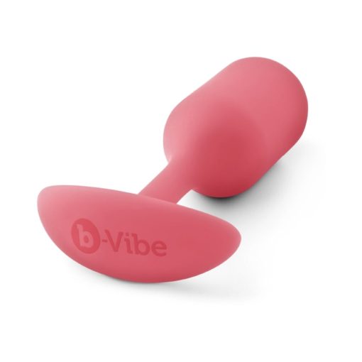 B-Vibe Snug Plug 2 Weighted Silicone Anal Plug Coral - Image 5