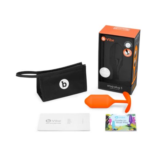 B-Vibe Snug Plug 3 Weighted Silicone Anal Plug Orange