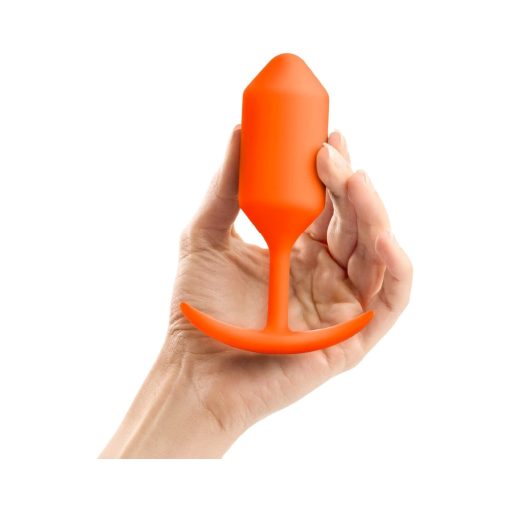 B-Vibe Snug Plug 3 Weighted Silicone Anal Plug Orange - Image 6