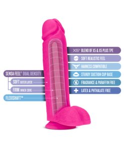 Au Naturel Bold Huge 10 In. Posable Dual Density Dildo With Balls Pink
