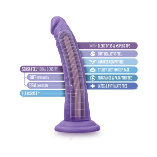 Au Naturel Bold Jack 7 In. Posable Dual Density Dildo Purple - Image 6