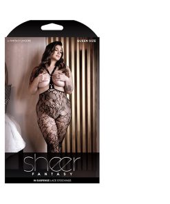 Fantasy Lingerie Sheer In Suspense Lace Stockings Queen Size Black