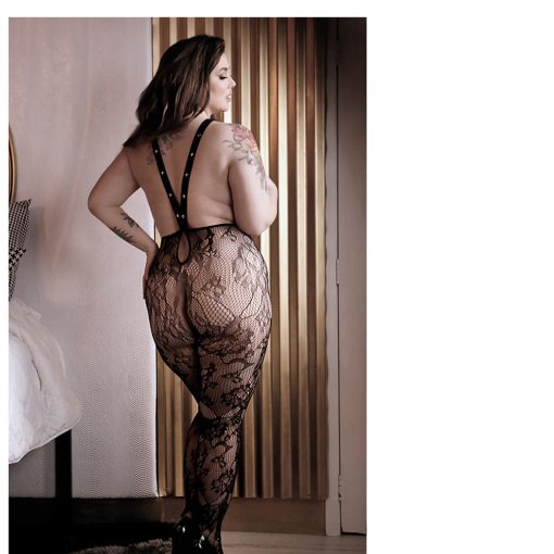 Fantasy Lingerie Sheer In Suspense Lace Stockings Queen Size Black - Image 3