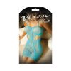 Fantasy Lingerie Vixen Euphoria Striped Net Dress Blue L/Xl