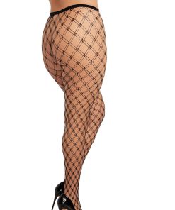 Dreamgirl Double-Knitted Fence-Net Pantyhose Black Osq