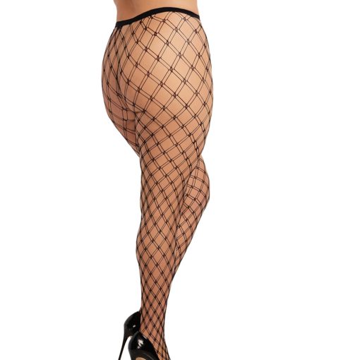 Dreamgirl Double-Knitted Fence-Net Pantyhose Black Osq