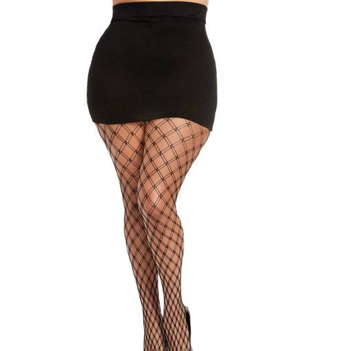 Dreamgirl Double-Knitted Fence-Net Pantyhose Black Osq - Image 4