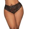 Dreamgirl Lace Tanga Open-Crotch Panty And Elastic Open Back Detail Black 2X Hanging