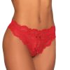 Dreamgirl Lace Tanga Open-Crotch Panty And Elastic Open Back Detail Red L