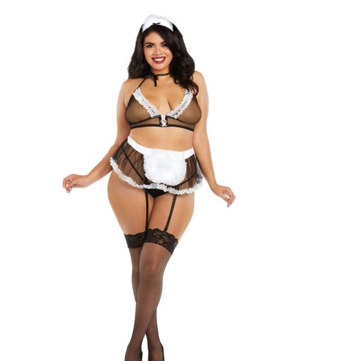 Dreamgirl Very Sheer Mesh Maid-Themed Bedroom Costume Osq - Image 3