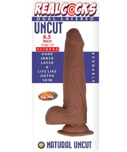 Realcocks Dual Layered Uncut Slider Thin Tip 8.5 In. Brown