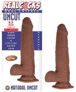 Realcocks Dual Layered Uncut Slider Thin Tip 8.5 In. Brown