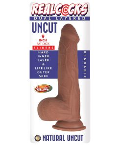 Realcocks Dual Layered Uncut Slider Fat Dick 9 In. Brown