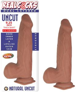 Realcocks Dual Layered Uncut Slider Thick Shaft 9.25 In. Brown