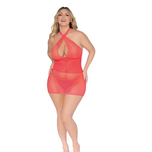 Dreamgirl Chemise & G-String Coral Queen Size - Image 3