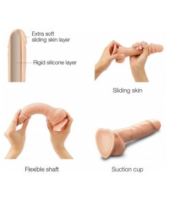 Strap-On-Me Realistic Collection Sliding Skin Dual-Density Silicone Dildo Vanilla M