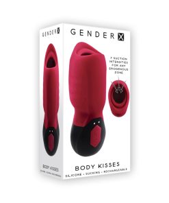 Gender X Body Kisses Rechargeable Vibrating Silicone Suction Massager Red