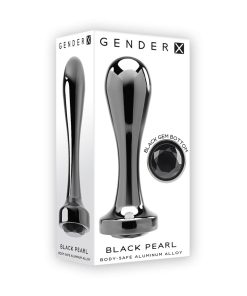 Gender X Black Pearl Aluminum Anal Plug With Black Gemstone Base