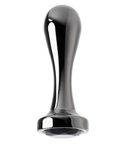 Gender X Black Pearl Aluminum Anal Plug With Black Gemstone Base