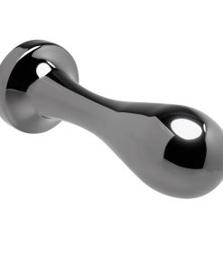 Gender X Black Pearl Aluminum Anal Plug With Black Gemstone Base