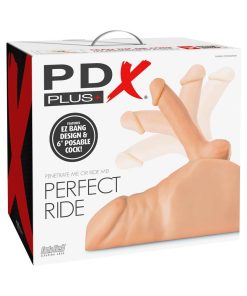 Pdx Plus Perfect Ride Anal Masturbator With 6 In. Posable Dildo Beige