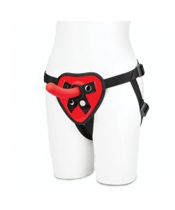 Lux Fetish Red Heart Strap-On Harness & 5 In. Dildo Set