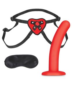 Lux Fetish Red Heart Strap-On Harness & 5 In. Dildo Set
