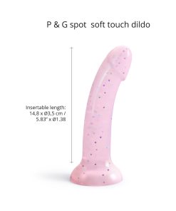Love To Love Dildolls Starlight 6 In. Silicone Dildo With Multicolor Star Glitter Pink