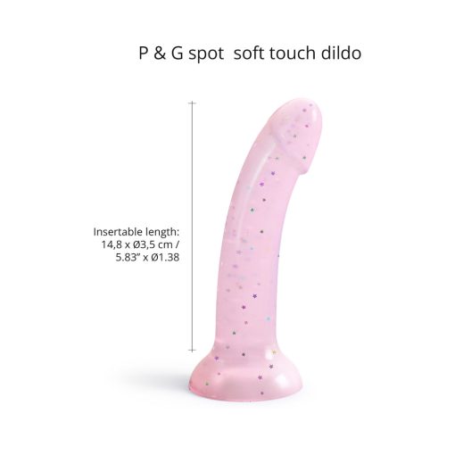 Love To Love Dildolls Starlight 6 In. Silicone Dildo With Multicolor Star Glitter Pink - Image 3