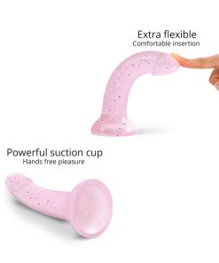 Love To Love Dildolls Starlight 6 In. Silicone Dildo With Multicolor Star Glitter Pink