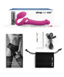 Strap-On-Me Rechargeable Remote-Controlled Multi Orgasm Bendable Strap-On Fuchsia L