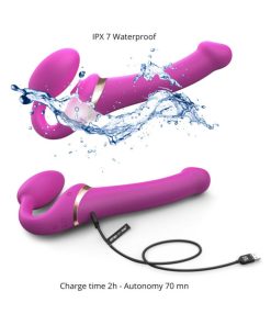 Strap-On-Me Rechargeable Remote-Controlled Multi Orgasm Bendable Strap-On Fuchsia L