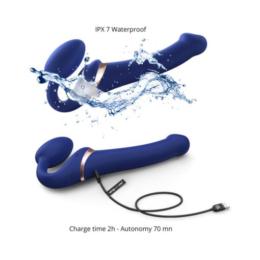Strap-On-Me Rechargeable Remote-Controlled Multi Orgasm Bendable Strap-On Night Blue L - Image 5