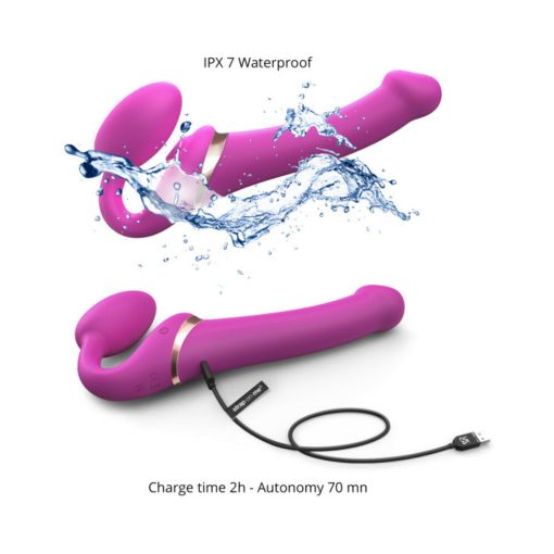 Strap-On-Me Rechargeable Remote-Controlled Multi Orgasm Bendable Strap-On Fuchsia M - Image 5