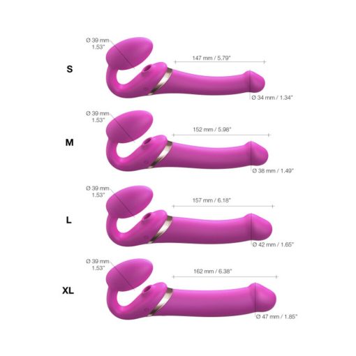 Strap-On-Me Rechargeable Remote-Controlled Multi Orgasm Bendable Strap-On Fuchsia M - Image 7