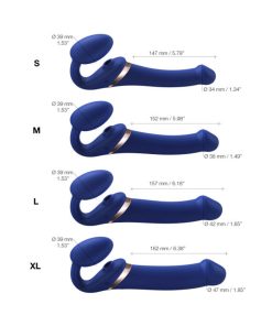 Strap-On-Me Rechargeable Remote-Controlled Multi Orgasm Bendable Strap-On Night Blue S