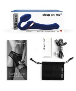 Strap-On-Me Rechargeable Remote-Controlled Multi Orgasm Bendable Strap-On Night Blue S