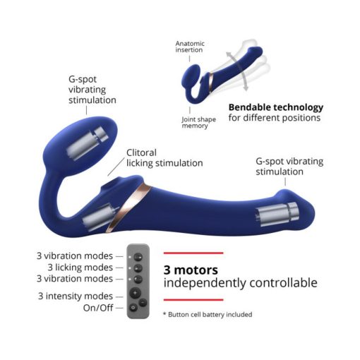 Strap-On-Me Rechargeable Remote-Controlled Multi Orgasm Bendable Strap-On Night Blue S - Image 7