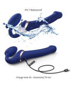 Strap-On-Me Rechargeable Remote-Controlled Multi Orgasm Bendable Strap-On Night Blue Xl