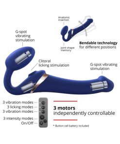 Strap-On-Me Rechargeable Remote-Controlled Multi Orgasm Bendable Strap-On Night Blue Xl