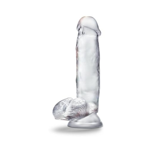 B Yours Diamond Gleam 7 In. Dildo With Balls Clear - Image 2