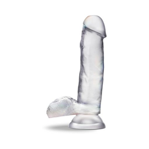 B Yours Diamond Gleam 7 In. Dildo With Balls Clear - Image 3